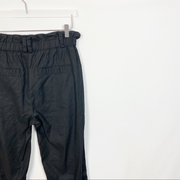 Elevenses Linen Paper Bag Tapered Black Pants S - Picture 7 of 7